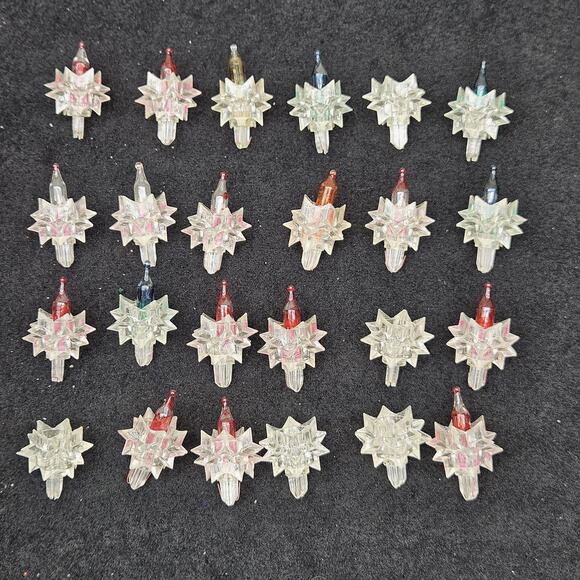 Vintage Mini Christmas Light Covers Lot 24 Atomic Starburst Replacement Parts - Picture 1 of 4